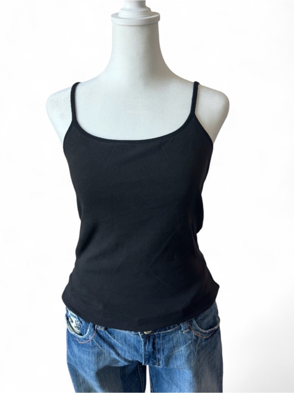 Vintage 90s Express Black Cami Tank Top Built In Bra Small